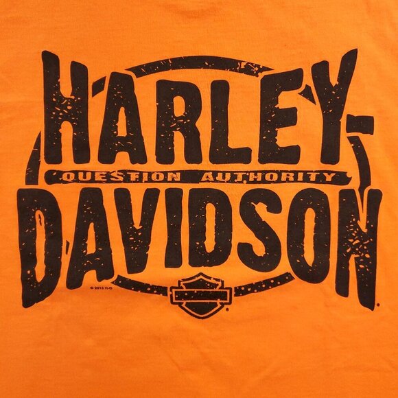 Harley Davidson T-Shirt Question Authority Richmond Virginia Bright Orange XL - Picture 4 of 11